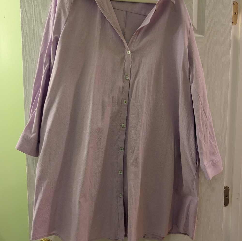 XXXL Pomander Place Lavender Button-Up Shirt Dress - Picture 4 of 5